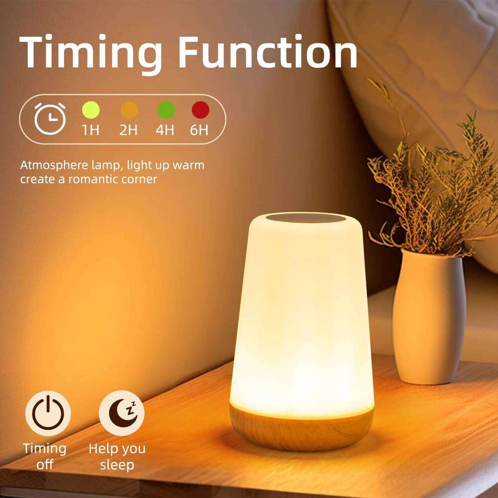 1500mAh New Wood Touch Remote Control Colorful Atmosphere Lamp Bedside LED Desktop Outdoor Hangable Camping Night Light Z260227
