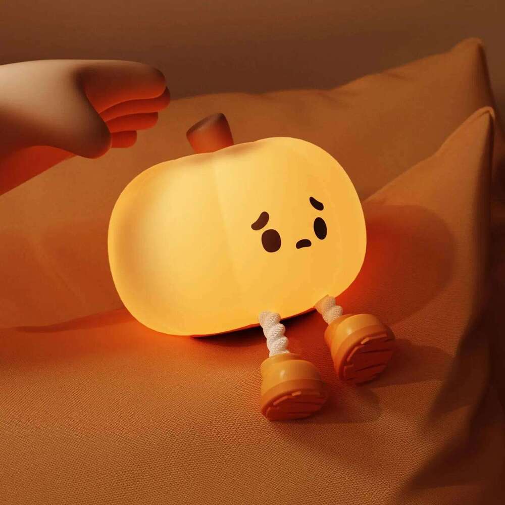 Pumpkin Night Light,Cute Silicone LED Lamp,Children's Bed Light,Touch Dimming Nightlight,Rechargeable Table Lamp,Halloween Decor Z260227