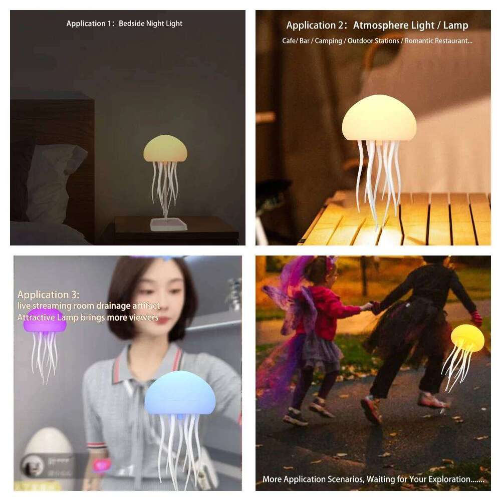WACUAAO Jellyfish Lamp Voice Control RGB Night Light, 9 Dancing Tentacles, USB Rechargeable - Christmas Gift for Kids, Teens Z260227
