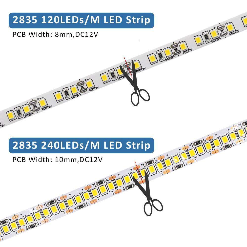 5M 12V LED strip 2835 240LEDs/M 120LEDs/M Tape White Ribbon High Brightness Backlight Led Stripe for Room Decor Linear Lighting Z260226