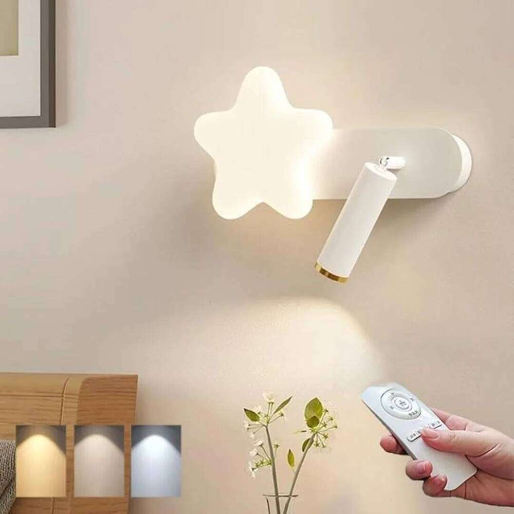 LED Dimmable Lamp with Remote Control Star Spotlight Rotatable 350 Lighting Decor Bedroom Study Wall Lights Z260227