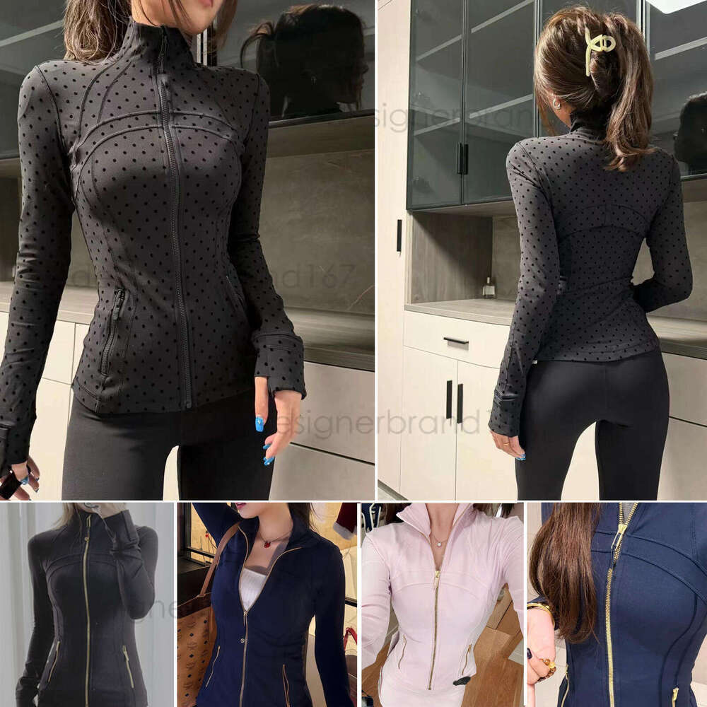 designer Yoga Cropped Jacket Top Quality Women Outfit Women Gold Zipper Activewear Slim Fit gold Zip Thumb Hole Running Workout a1 Fitness jakets sets