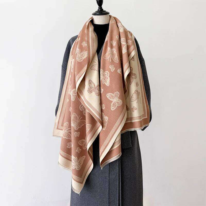 New Butterfly Design Winter Warm Cashmere Jacquard Scarves High Quality Women Thicken Wrap Shawl Ladies Wool Pashmina Scarf Z260226