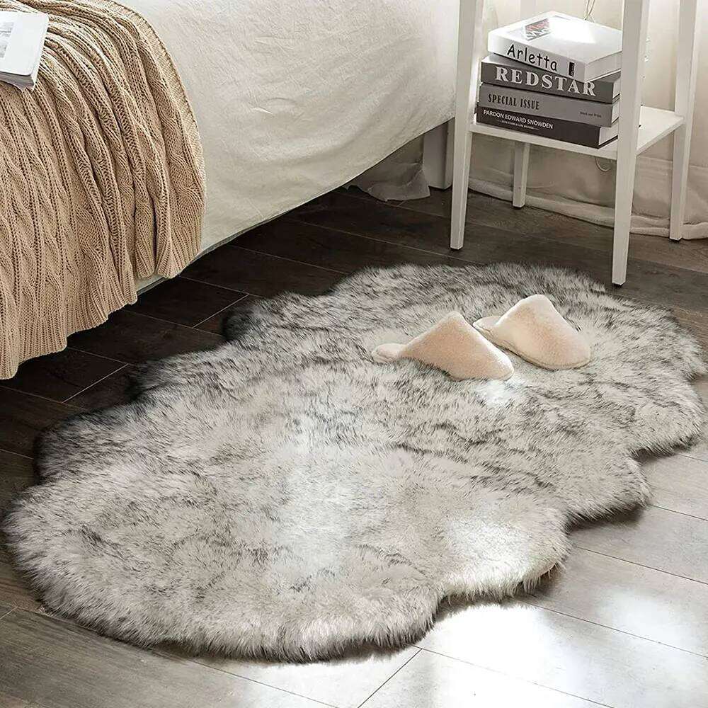Shaggy White Fur Rug Bedroom Soft Fluffy Faux Sheepskin Area Rugs Washable Plush Bedside Carpet for Living Room Sofa Decor H260226