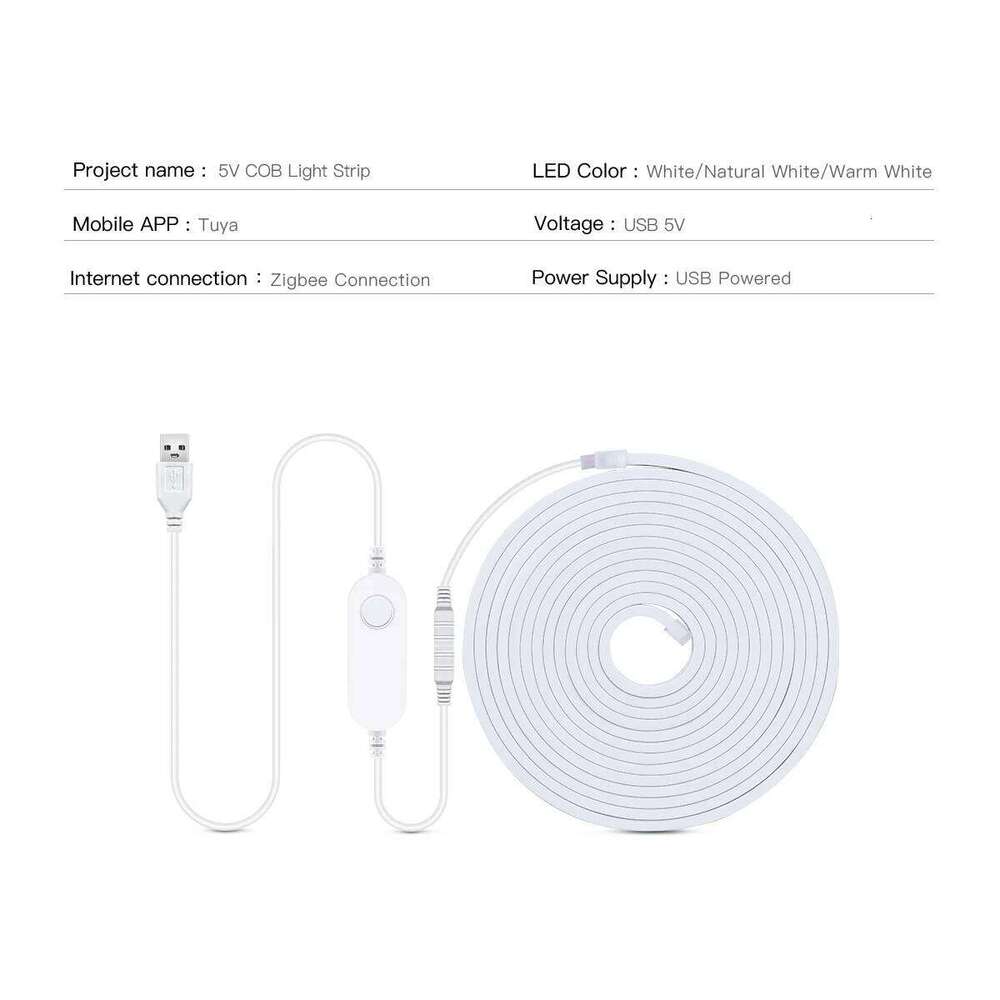 ZigBee 3.0 COB LED Strip Neon Light Waterproof Smart Tuya 5V USB With Dimmable Wifi Controller Work with Alexa Home Decor Z260226