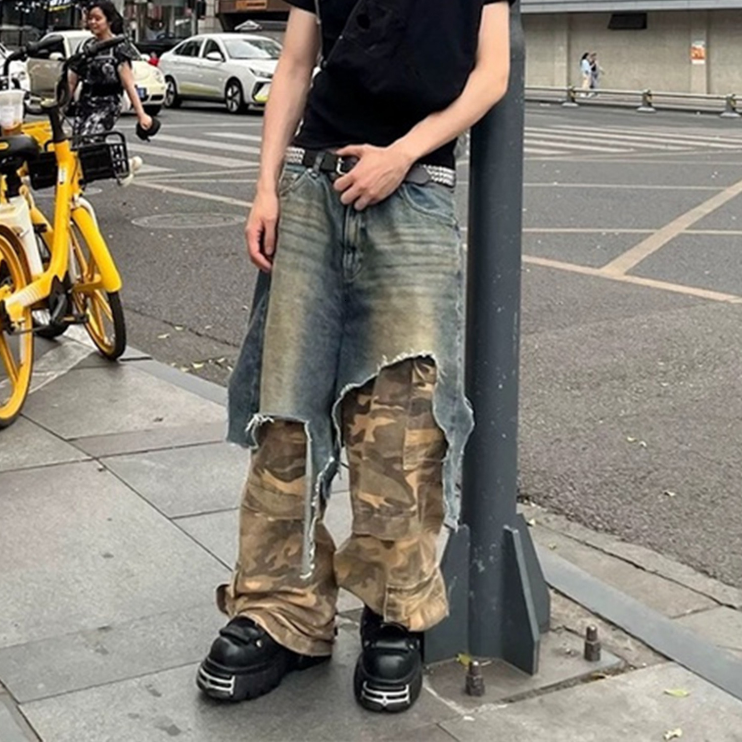 Men Womens Vintage Camouflage Leopard Jeans Y2K Clothes Harajuku Hip Hop Letter Embroidery Baggy Jeans Mid Rise Wide Leg Trouser 250618 - view 4