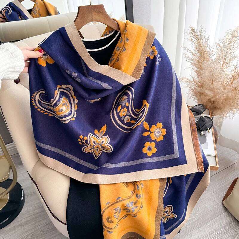 2025 New Brand Paisley Flowers Scarf for Women Warmer Winter Pashmina Print Scarves Shawls Female Thick Blanket Wraps Foulard Z260226