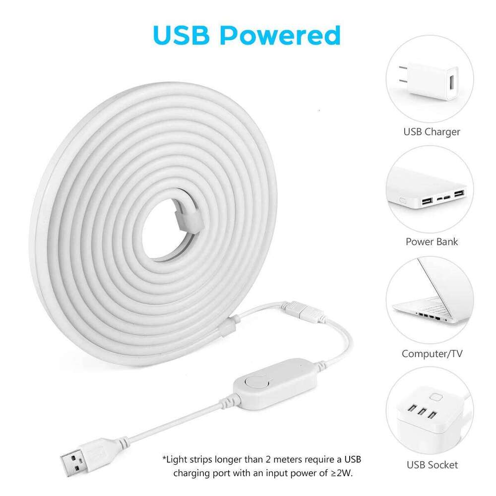 Wifi Tuya Smart Life RGB USB LED Strip Lights DC 5V 120 LEDS/M Waterpoof Neon Rope Lamp Tube Work With Alexa Google Home 5M Z260226