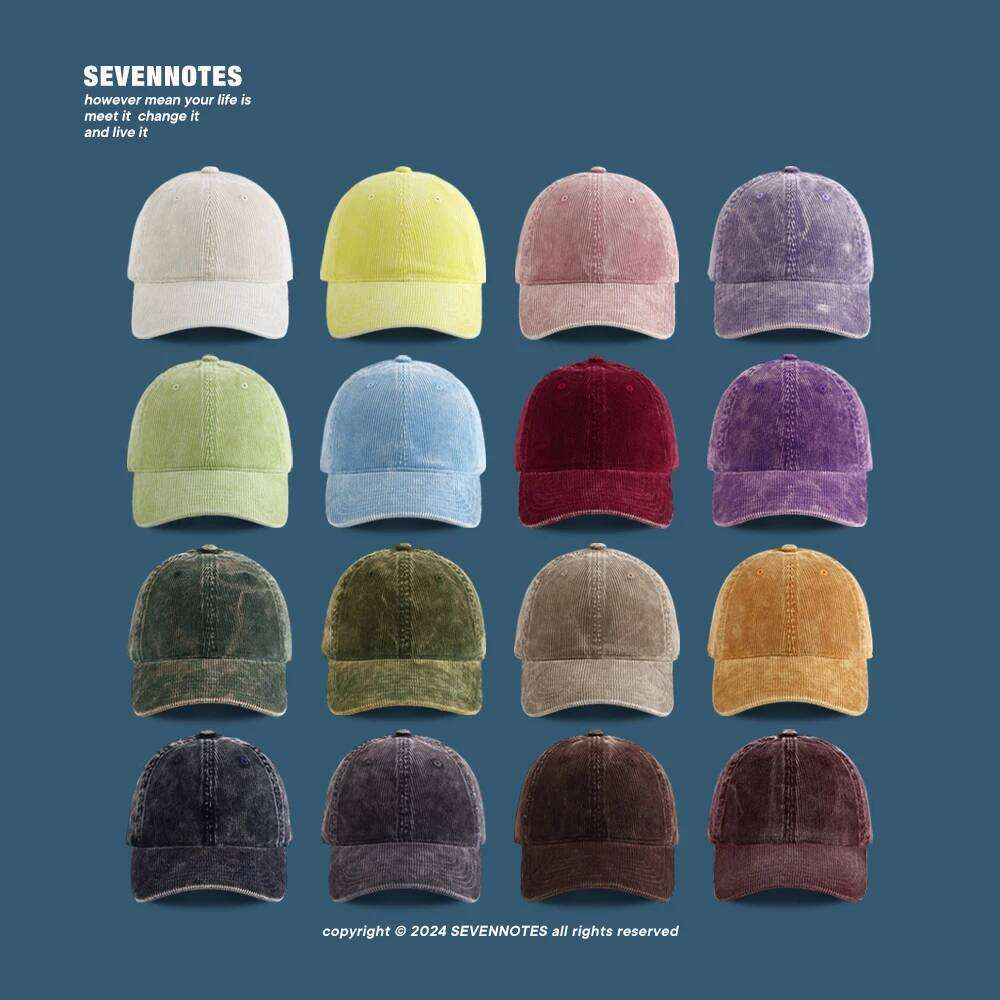American Retro High-quality Corduroy Baseball Caps for Women Autumn and Winter New Versatile Washed Craft Casual Men's Hats Z260226
