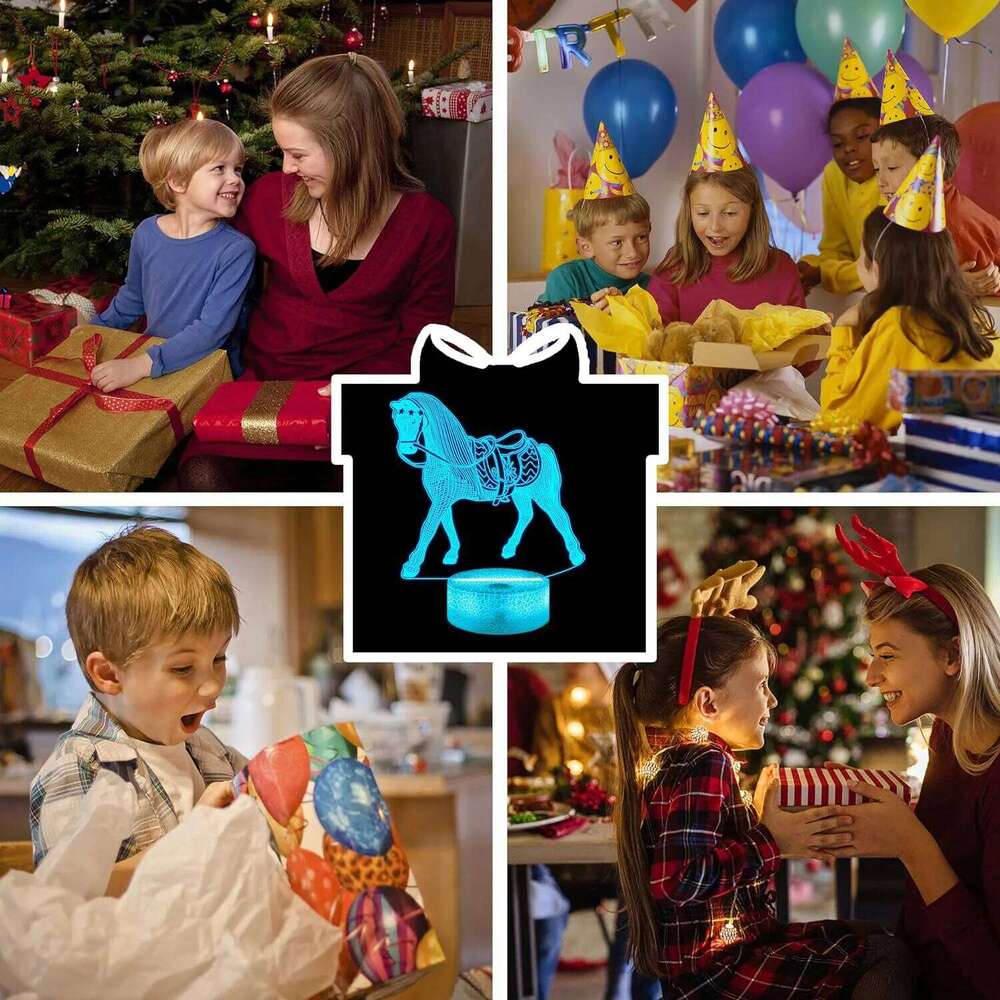 NEW Animal 3D Night Lamp Children Bedroom Decor Desk Setup Zodiac Horse Bedside Light for Christmas Birthday Gift Z260227
