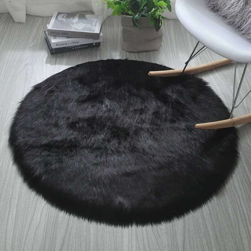 30x30cm Soft Plush Artificial Sheepskin Carpet Bedroom Warm Rugs Long Hair Seat Cushion Cover Floor Mat H260226