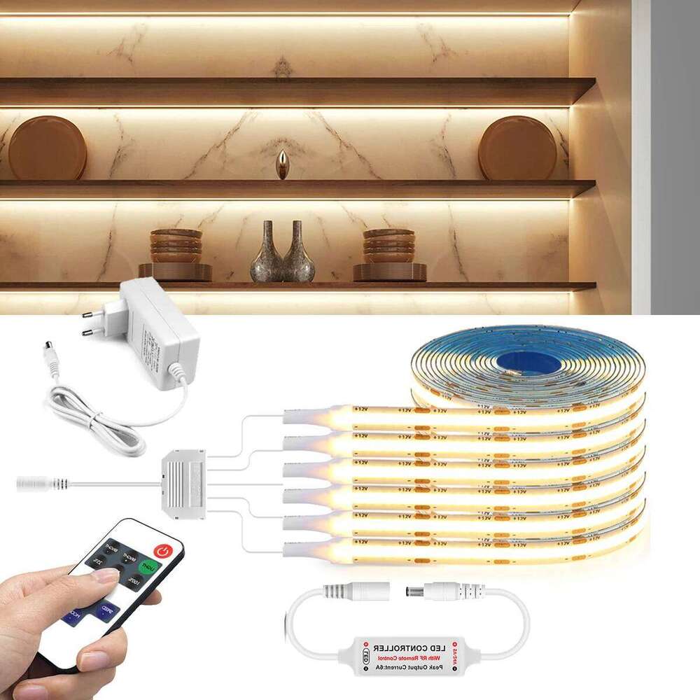 LED Under Cabinet RF Remote Control Dimmable Swtich Lamp Tape COB 320LEDs/m DIY Storage/Display Closet Light for Kitchen J Z260226