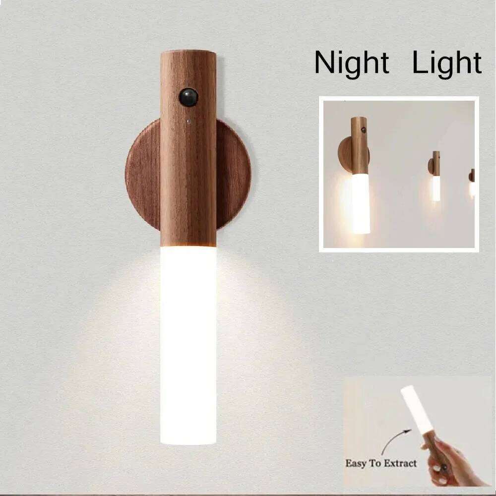 LED USB Night Magnetic Wall Kitchen Cabinet Closet Light Home Staircase Bedroom Table Move Lamp Bedside Lighting Z260227