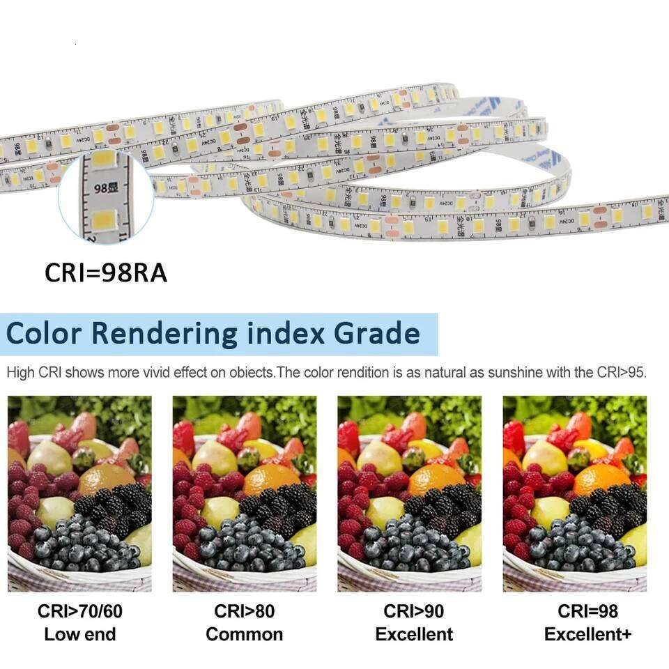 Ra98 Full Spectrum Strip Light 24V 10M 5M SMD2835 120LEDs Led Tape Ribbon Lamp 24 volt High CRI Flexible Lighting Z260226