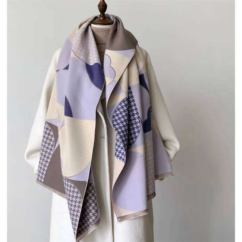 Luxury Brand Cashmere Women Plaid Scarf Winter Warm Shawl and Wrap Bandana Pashmina Female Foulard Square Thick Blanket Poncho Z260226