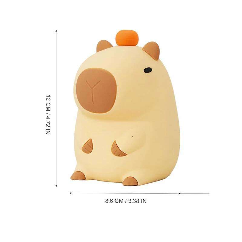 Adorkable Silicone LED Capybara Night Light Animal Lamp Touch Sensor Nightlight Children Kid Bedside Bedroom Decor Birthday Gift Z260227