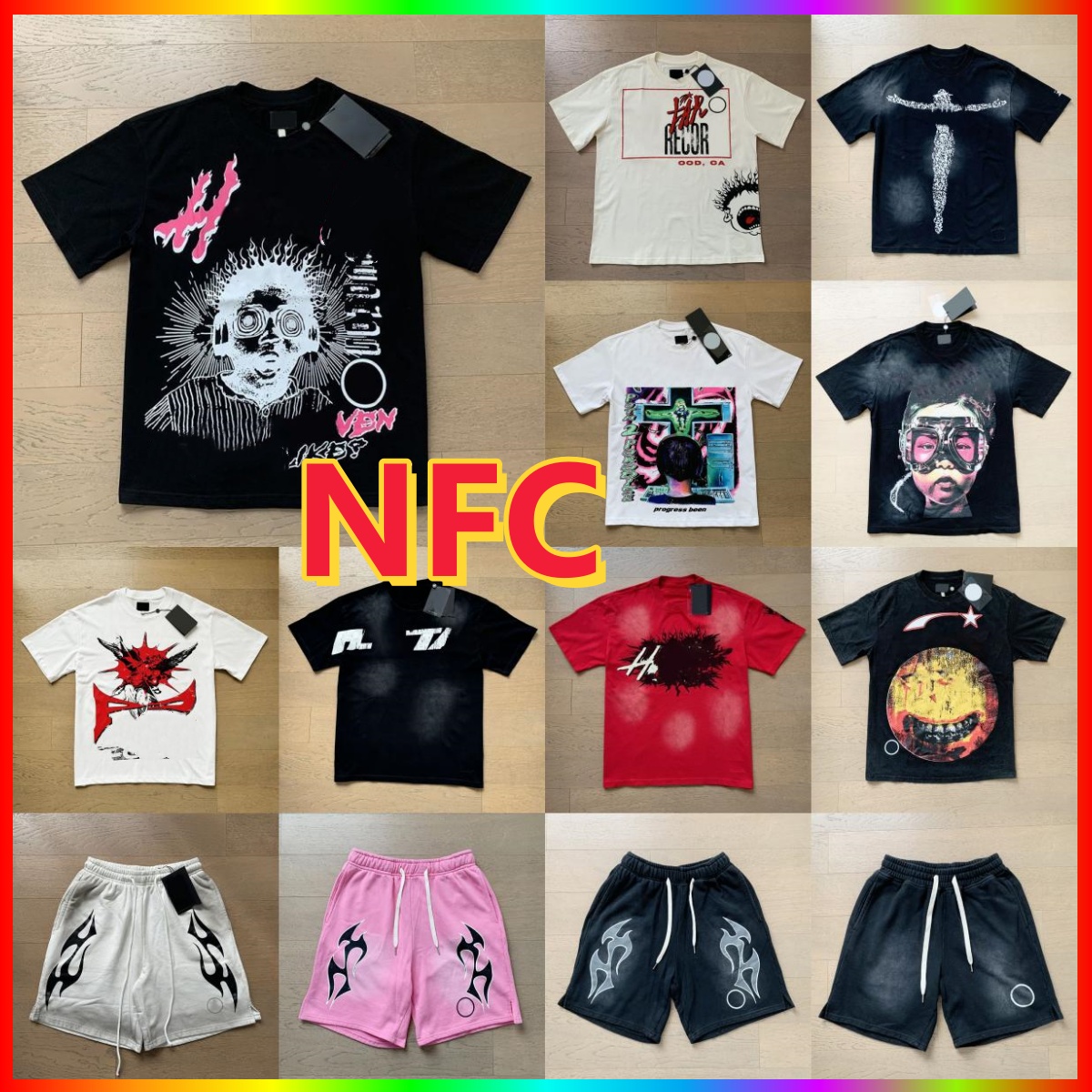 Hellneslyts Starslyts Designer Mens T Shirts Men Women with NFC scan new womens Tshirts Tops High Street Styles Breathable T-shirts Helleslyts Starlyts