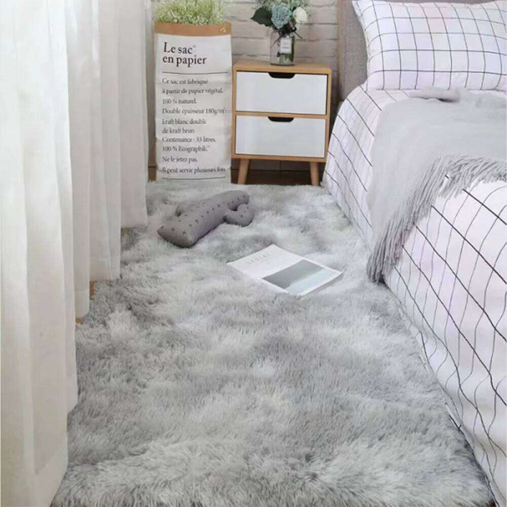 VIKAMA Long Pile Soft Living Room Bedroom Bedside Non Slip Skin Friendly Ins Nordic Style Home Decor Carpet H260226