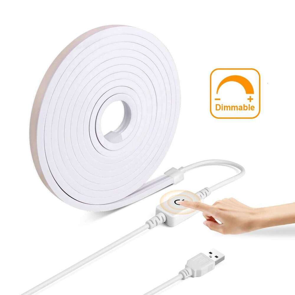 5V USB Touch Sensor Dimmable COB LED Strip Light Neon Soft Pure Silicone Tube Waterproof 320leds/m Super Bright Home Lighting Z260226