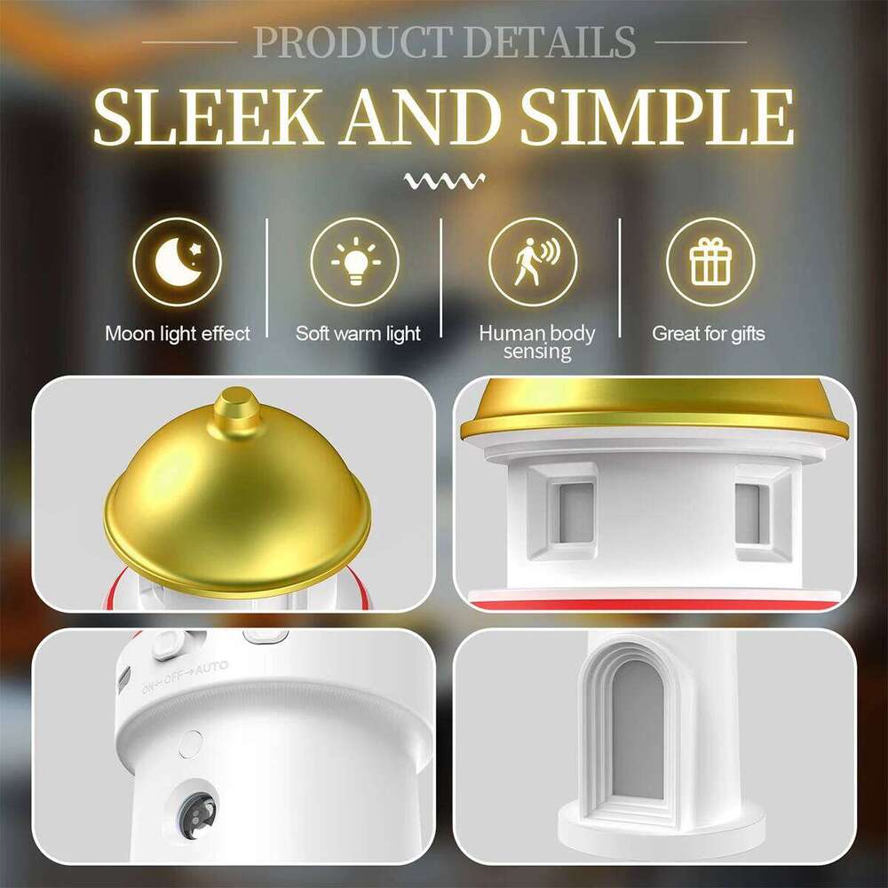 Moon Lamp Portable Lighthouse Decor Rechargeable Moonlight Projector Night Light for Kids Bedroom Children Z260227