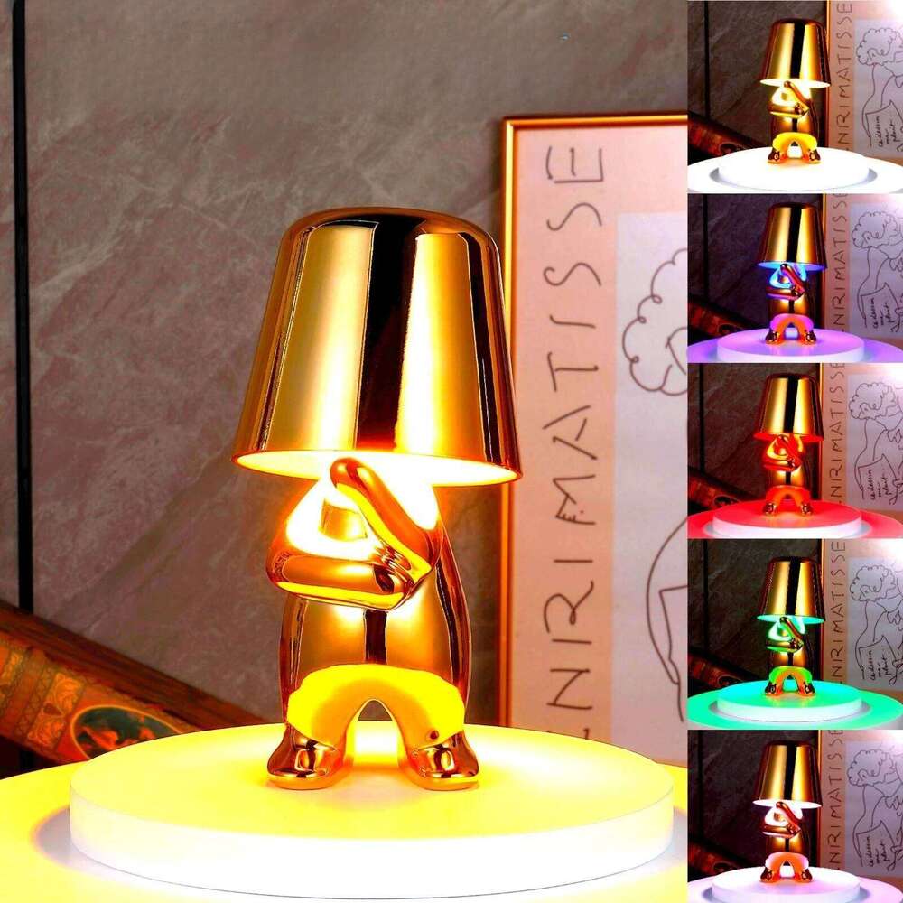 Upgraded Thinker Golden Man LED Nightlight Bedroom Decoration Ornament Atmosphere Light Desk Lamp Z260227