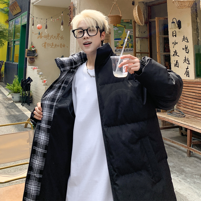 Men's 2026 New Winter Plaid Stand Collar Puffer Jacket, Fleece Lined Thickened Warm Cotton Padded Coat