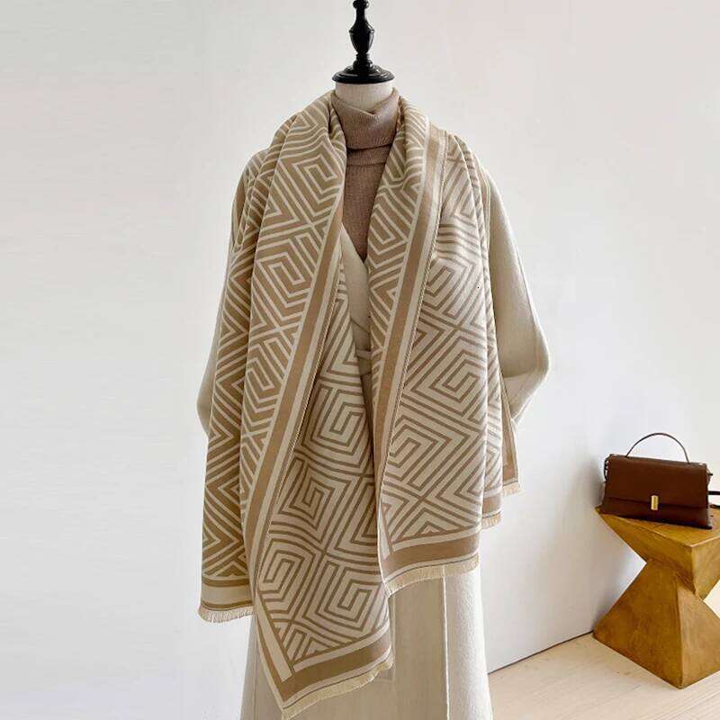 New Winter Cashmere Geometry Scarf for Women Shawl Wrap Female Pashmina Luxury Brand Poncho Thick Blanket Warm Bufanda Echarpe Z260226