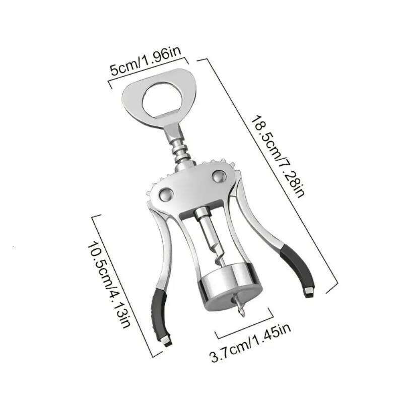 1pc Stainless Steel Opener, Zinc Alloy Premium Wing Corkscrew Wine Bottle with Multifunctional Bottles Opener