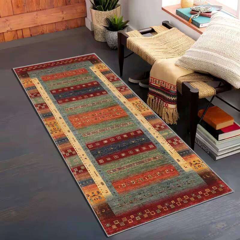 Easy Maintenance Coral Fleece Carpet Creative Color Blocks Kitchen Corridor Laundry Dining Room Rug for Decor H260226