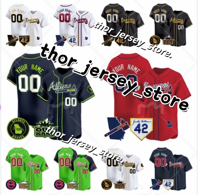 2024 baseball jersey All Stitched Ronald Acuna Jr Orlando Arcia Marcell Ozuna Austin Riley Michael Harris II Matt Olson Ozzie Albies Hank Aaron Atlanta Brave women