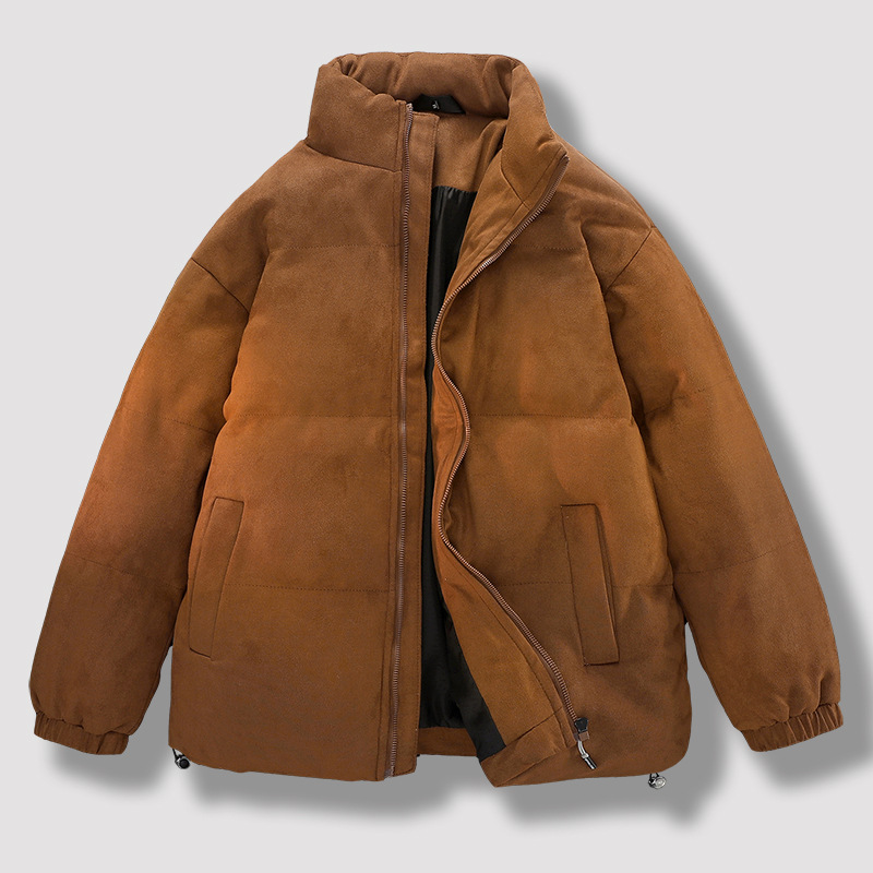 Men's Winter Stand Collar Suede Padded Jacket, Youth Thickened Warm Daily Cotton Coat, Bestseller
