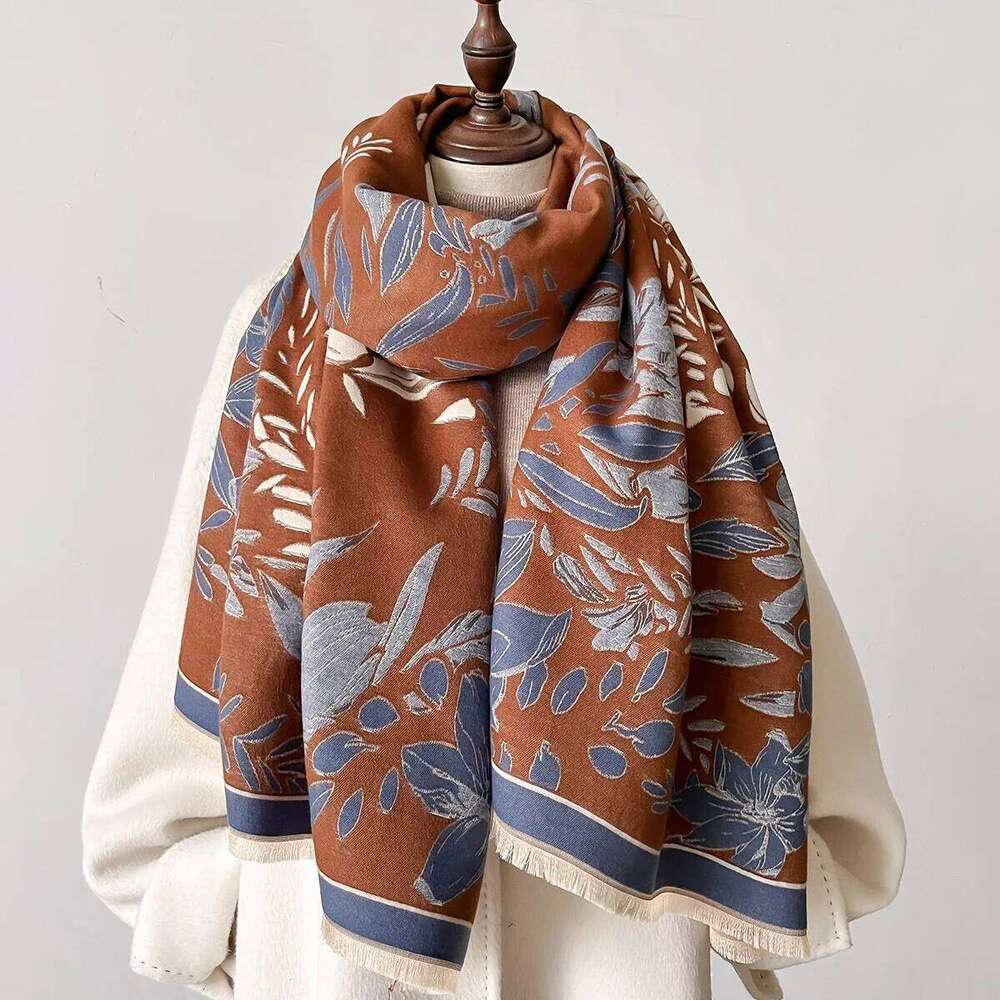 2024 Warm Cashmere Soft Flowers Printing Scarf Women Shawl New Wraps Luxury Thick Blanket Winter Bufanda Pashmina Travel Stoles Z260226