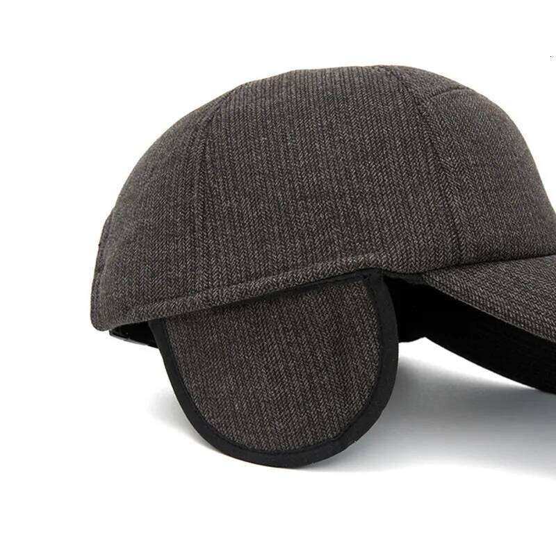 New Winter Fleece-lined Plush Thickened Warm Baseball Caps For Men Coldproof Earmuff Hats Snapback Cap High-end Dad's Cotton Hat Z260226