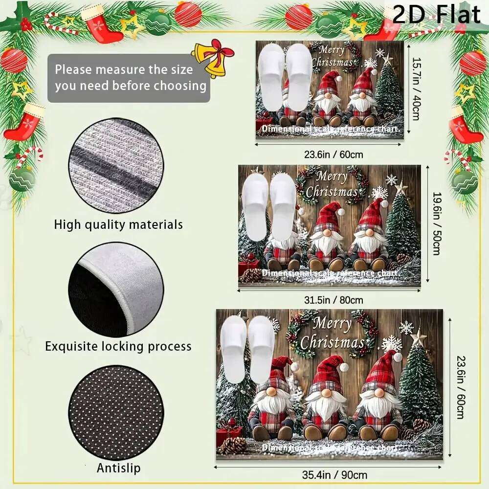 VIKAMA Christmas Elf Snowflake Carpet Entrance Living Children's Room Holiday Mat Home Decoration H260226