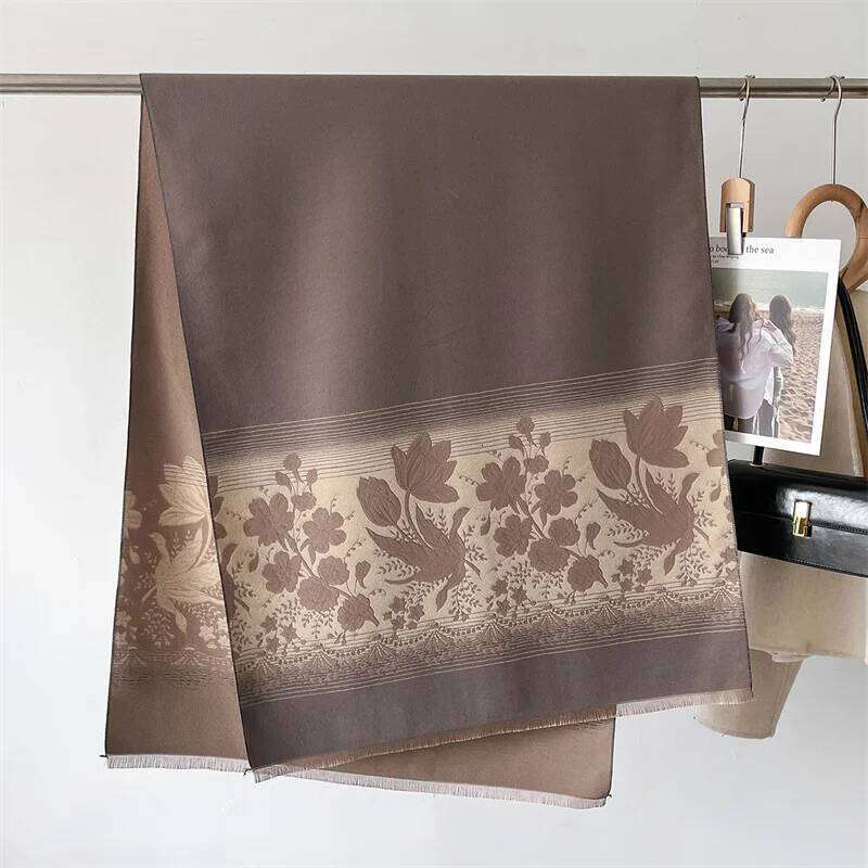 2024 Design Floral Printed Cashmere Scarf Women Winter Pashmina Shawls And Wraps Thick Warm Bufanda Stoles Blanket Luxury Z260226