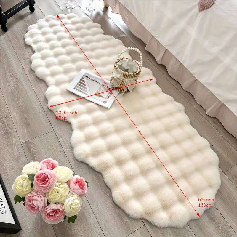 Oval Plush Carpet Soft Imitation Rabbit Fur Mat Comfort Bedside Rug Warm Winter Sofa Chair Cushion Living Room Home Decor H260227 - view 4