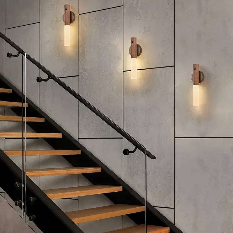 Smart Motion Sensor Night Light LED Rechargeable Magnetic Wall Lamp Portable for Hallway Bedroom Stairs Bathroom Cabinets Decor Z260227