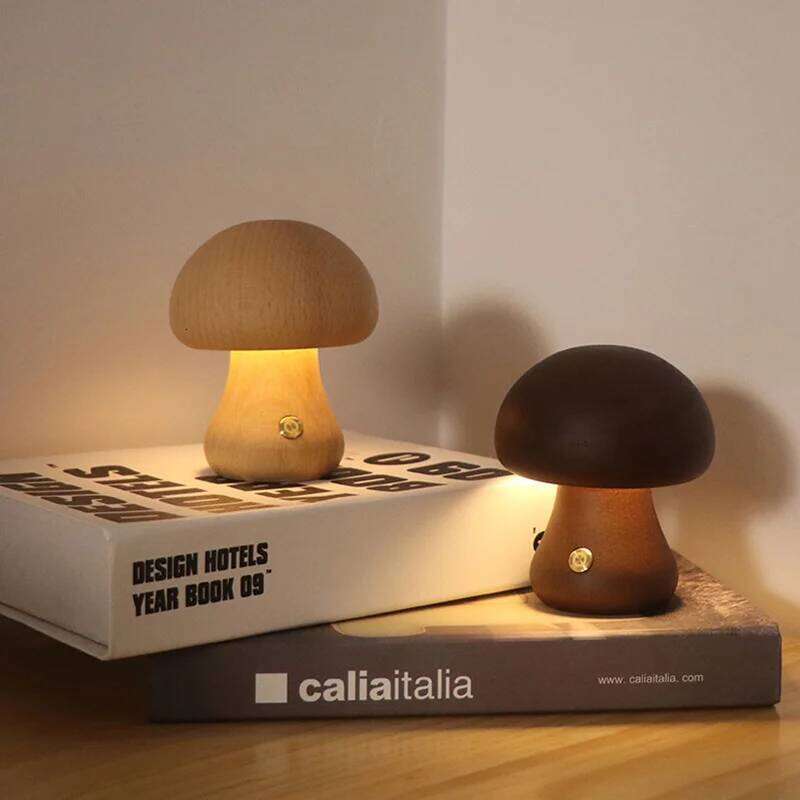Cute Wooden Mushroom Night Light--VIP Z260227