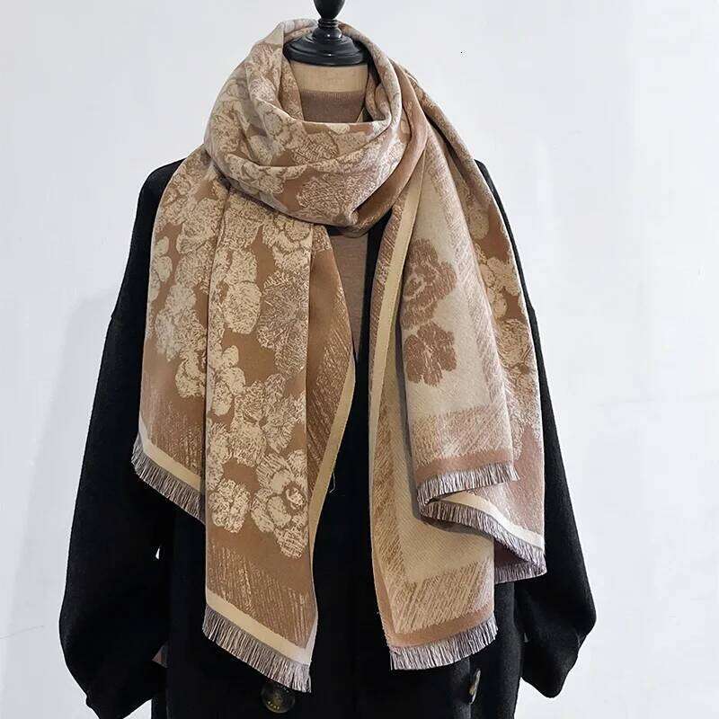Luxury Brand Two-Sided Jacquard pashmina Cashmere Soft Warm Fringe Pashmina Shawl Winter Coldproof Windproof Blanket Scarf Z260226