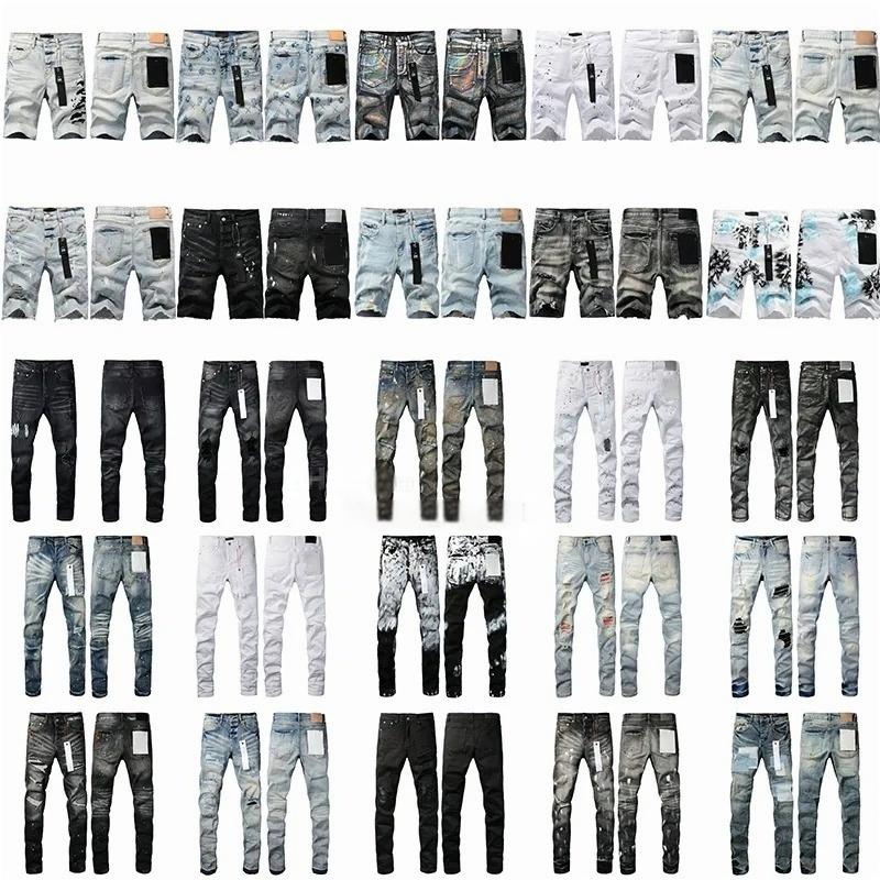 Mens Purples Jeans Denim Designer shorts Men Black Pants High-End Quality Straight Ripped Biker Jean Slim Fit Motorcycle Clothing