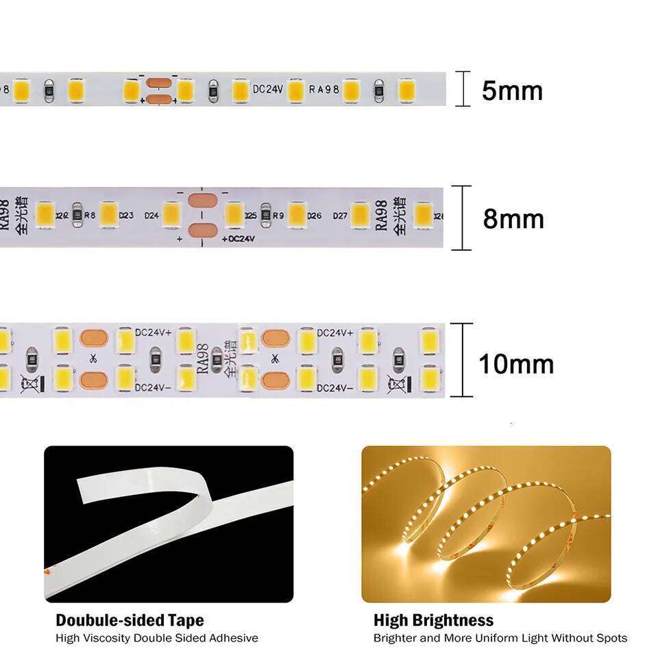 LED Strip Light RA98 5mm 8mm PCB 5m 10m 24V 2835 120 240 LEDs Flexible Adhesive Tape 2700K 3000K 3500K 4000K 5000K 6000K Decor Z260226