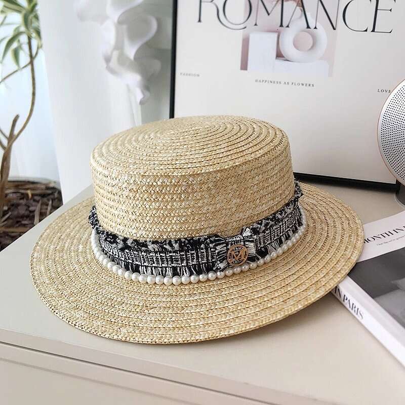 Summer women's sun hat Pearl-decorated straw cap Suitable for breakfast and afternoon tea occasions