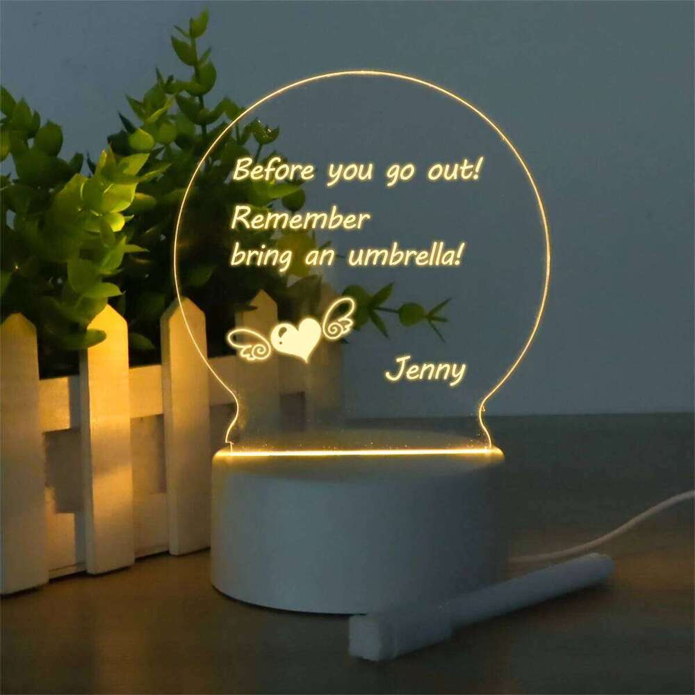 Creative Bedside Message Night Light USB LED Note Board Table Lamp With Pen Gift For Kids Children Girl Friend Decoration Z260227