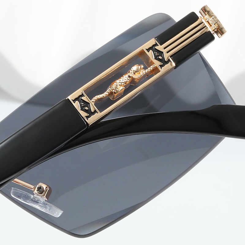 Square Rimless Sunglasses Luxury Brand Designer with Leopard Men Retro Top Frame Women UV400 Outdoor Y2K Future Diamond trimming Glasses, CB Fashion A