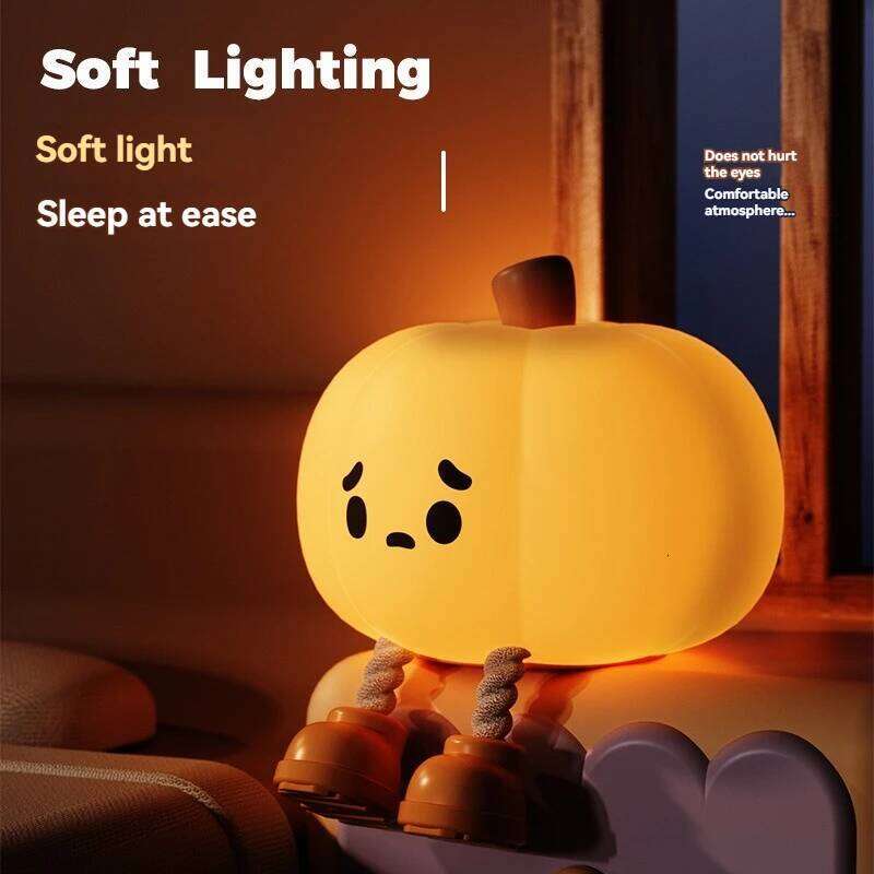 New Cute Night Light Dimmable Silicone Cartoon Pumpkin Lamp With Timer Rechargeable Touch Nightlight For Nursery Bedroom Z260227