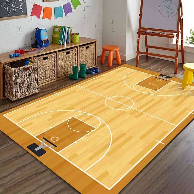 Sports Theme Racing Track Basketball Court Soccer Field Carpet Kids Play Home Decoration Non-Slip Floor Mat Rugs for Bedroom H260226