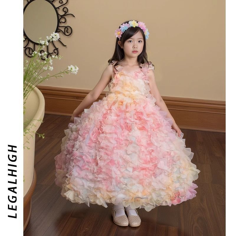 Pink Girl Princess Dress Lace Puffy Flower Girl Dresses Sleeve Cute Girl Birthday Dress Wedding Party Baby 251028