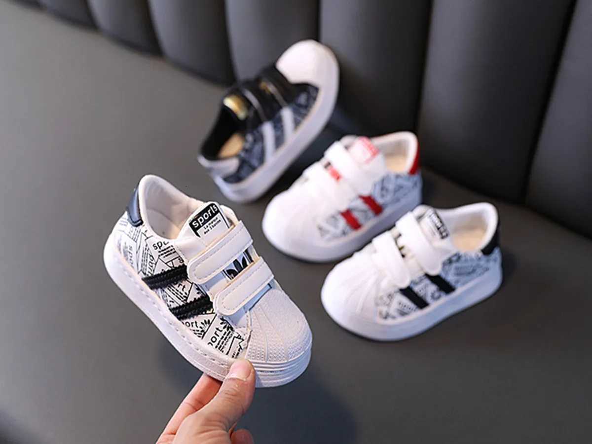 1-6T Baby Sneakers Shell Toe Graphic Print PU Non-slip Wear-resistant Toddler Sports ShoesT260227