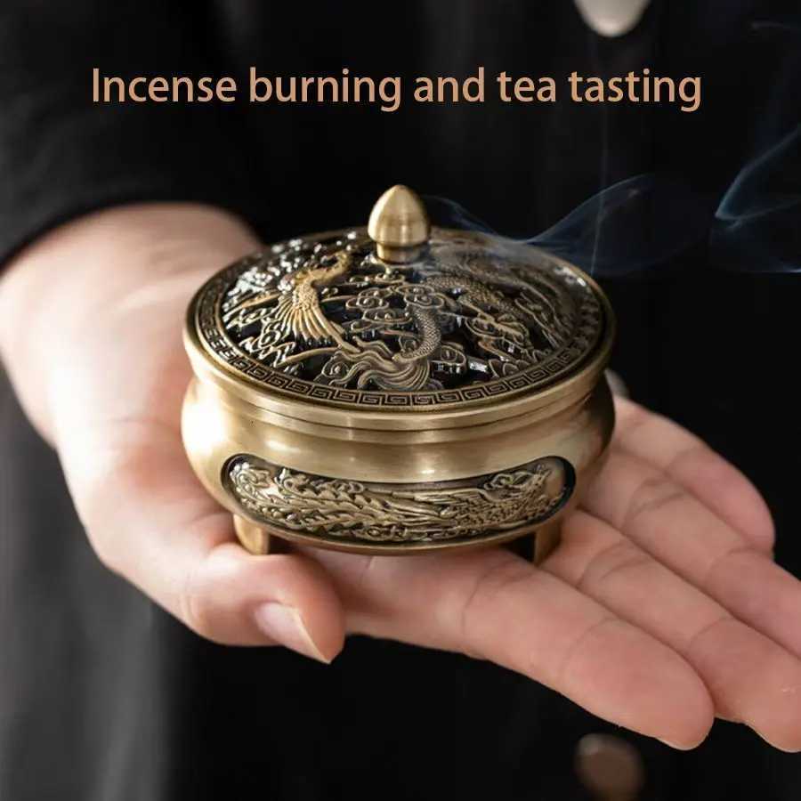 Incense Burner Alloy Dragon & Phoenix Hollow Relief New Chinese Style for Home DecorT260227