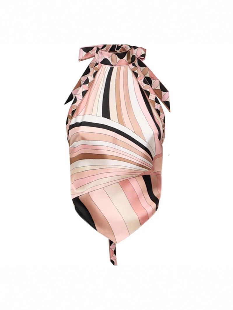 Fashion Printed Women Skirt Set Chic Sleeveless Backless Halter Tank Top High Waist Irregular Skirts 2025 Summer Lady 2 Pcs Suit 250820